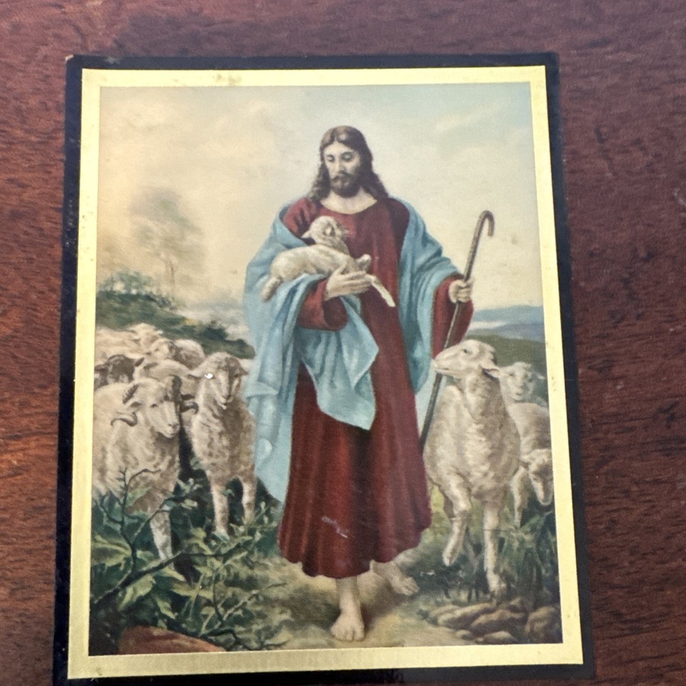 3"x3.75" Plaque Jesus And His Sheep. Shephard Christian Vintage